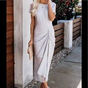 VICI Simple Elegance Ruched Dress - Grey (Size L)